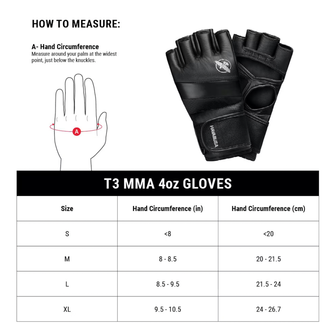 Hayabusa 4oz T3 Black MMA Gloves