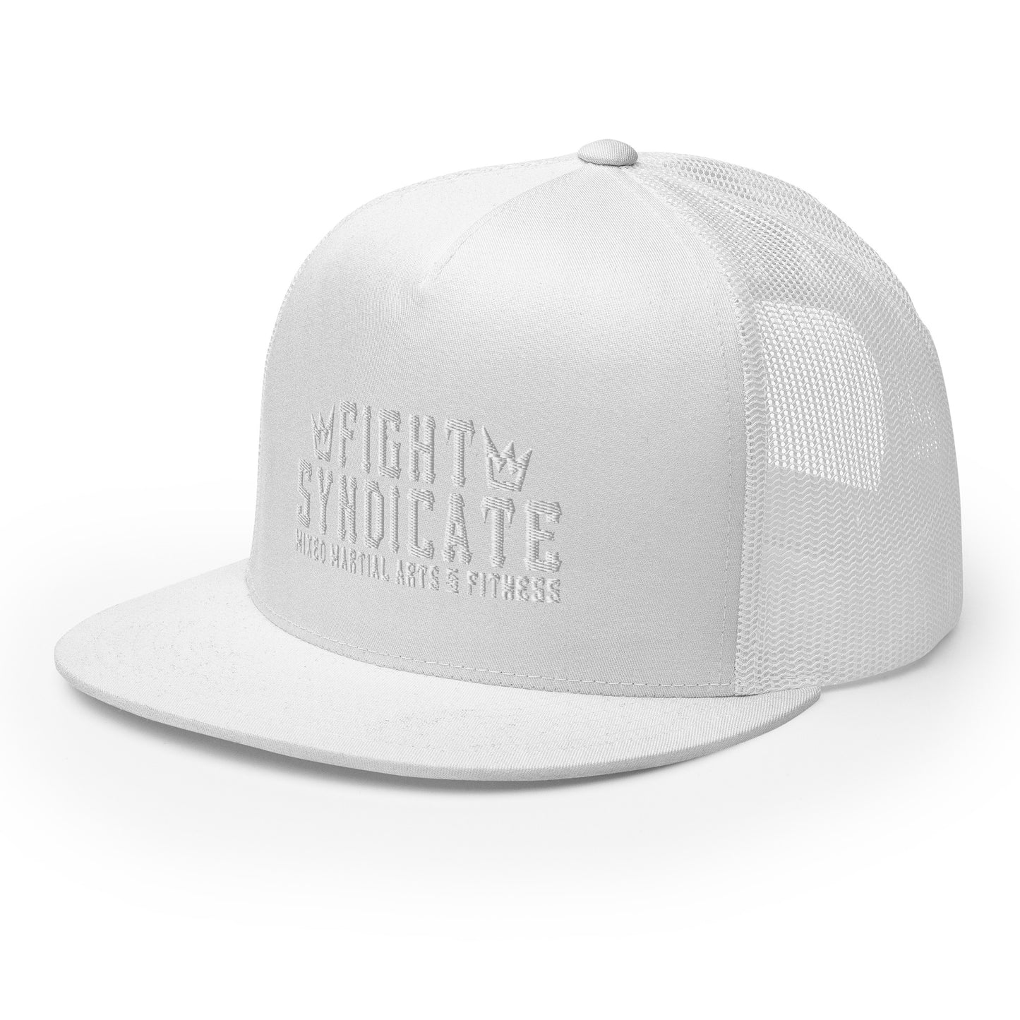 Fight Syndicate White Embroidered Trucker Cap