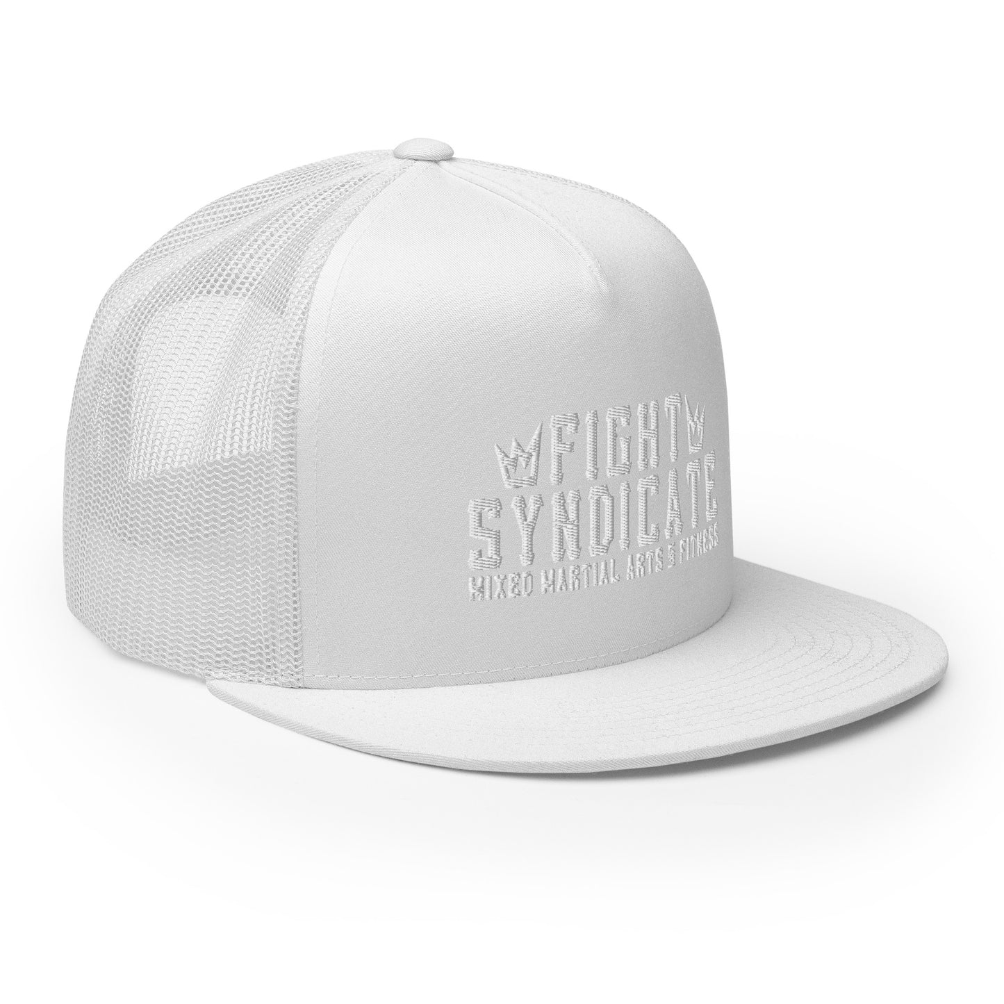 Fight Syndicate White Embroidered Trucker Cap