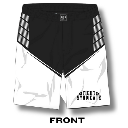 Fight Syndicate White/Black Fight Shorts