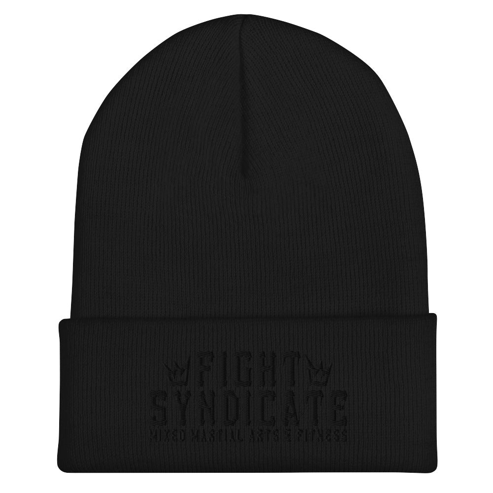 Fight Syndicate Black Embroidered Cuffed Beanie