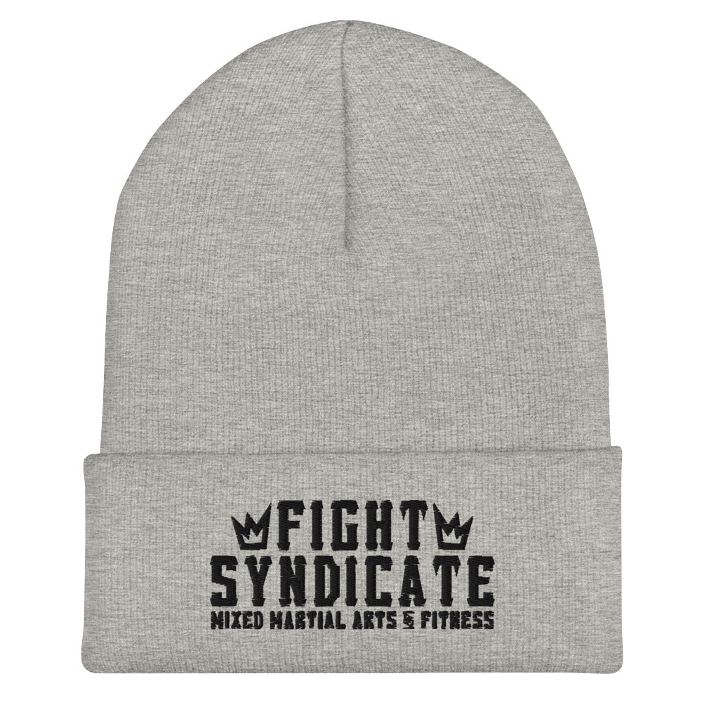 Fight Syndicate Black Embroidered Cuffed Beanie